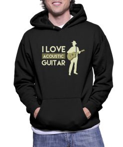 Music Lover - I Love Acoustic Guitar Black Pullover Hoodie