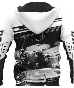 Alternative view of Music Lover - Drums Black White Pullover Hoodie