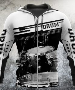 Music Lover - Drums Black White Zip Up Hoodie