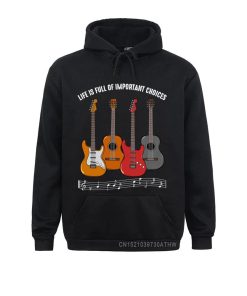 Music Lover - Life Is Full Of Important Choices Guitar Black Pullover Hoodie