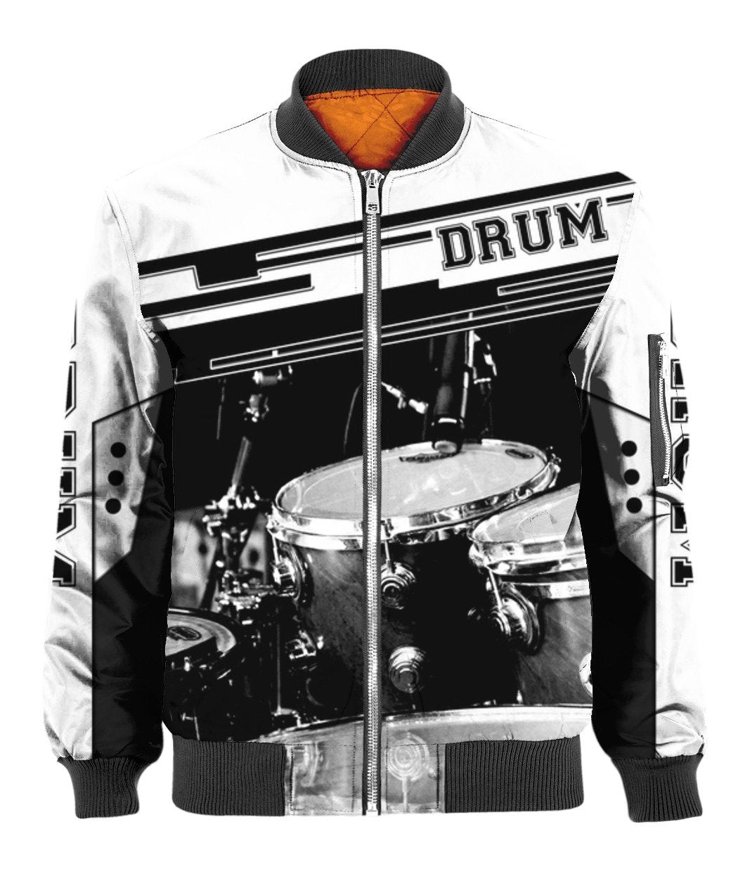 Music Lover - Drums Black White Bomber Jacket